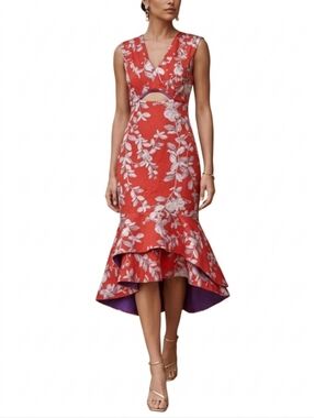 Johanna Ortiz Pomegranate Cutout Midi Dress - Resort 2016 Royal Garden M